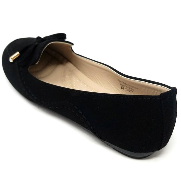 Women's Loafer Buckle Bow Flats, BT-3038 Black - Picture 4 of 5
